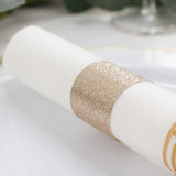 50 Pack Beige Glitter Paper Napkin Holders, 1.5inch Disposable Napkin Rings