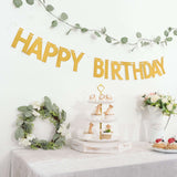 Gold Glittered Happy Birthday Paper Hanging Garland Banner Party Decor