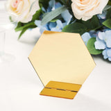 5 Pack | 5inch Gold Acrylic Hexagon Wedding Table Sign Holders, Number Stands