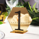 5 Pack | 5inch Gold Acrylic Hexagon Wedding Table Sign Holders, Number Stands