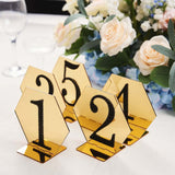 5 Pack | 5inch Gold Acrylic Hexagon Wedding Table Sign Holders, Number Stands