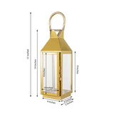 14inch Gold Crown Top Stainless Steel Candle Lantern Centerpiece Outdoor Metal Patio Lantern