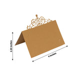 50-Pack Gold Place Cards with Laser Cut Crown Design
