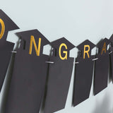 Black & Gold Congrats Grad Paper Photo Backdrop Hanging Garland Banner