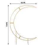 7.5ft Gold Metal Half Crescent Moon Wedding Arbor Frame, Curved Design Arch Flower Balloon Stand