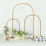 35" Gold Metal Chiara Arch Wedding Cake Display Stand with Rounded Top, Flower Balloon Frame