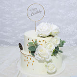 3 Pcs | Gold Acrylic Happy Birthday Cake Topper & Silk Flower Clusters, Cake Decorations