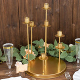 15inch Tall Gold 7-Arm Metal Cluster Round Taper Candelabra