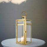 12inch Gold Vintage Top Stainless Steel Candle Lantern Centerpiece Outdoor Metal Patio Lantern