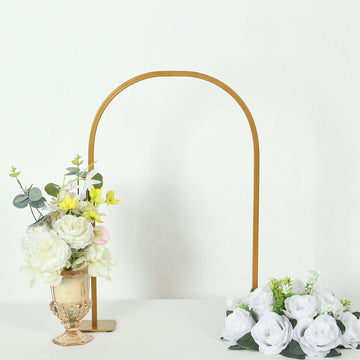 Gold Metal Chiara Arch Table Centerpiece with Rounded Top - Detachable Flower Stand Frame for Weddings 23"