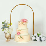 35" Gold Metal Chiara Arch Wedding Cake Display Stand with Rounded Top, Flower Balloon Frame