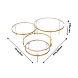 23inch 3-Tier Gold Metal Cake Stand With Clear Round Acrylic Plates