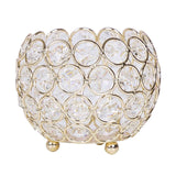 4inch Round Gold Crystal Beaded Metal Votive Tealight Candle Holder, Multipurpose Table Vase#whtbkgd