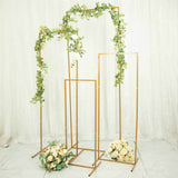 Set of 4 | Gold Metal Frame Wedding Arch, Rectangular Backdrop Stand, Floral Display Frame