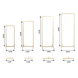 Set of 4 | Gold Metal Frame Wedding Arch, Rectangular Backdrop Stand, Floral Display Frame