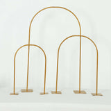 Set of 3 Gold Metal Chiara Arch Wedding Cake Display Stand with Rounded Top, Flower Balloon Frame