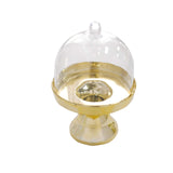 12 Pack | Gold Mini Pedestal Cupcake Stands, Candy Treat Favor Display Plate With Clear Dome Lid - 4Inch