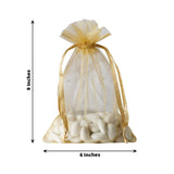 10 Pack | 6x9inches Gold Organza Drawstring Wedding Party Favor Gift Bags