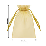 Yellow organza drawstring bag, 9x6 inches, perfect for gifts and storage.