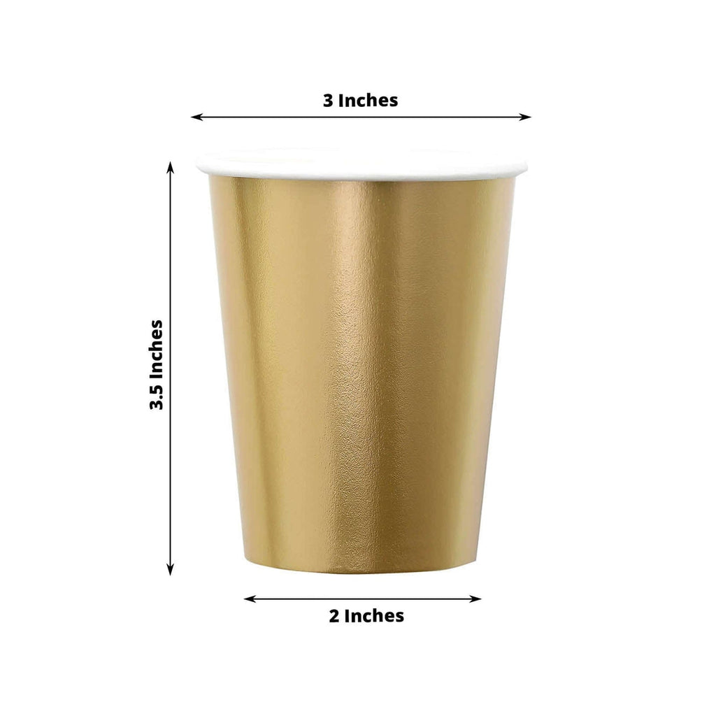 Paper Cups Metallic Gold 9oz | TableclothsFactory