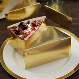 10 Pack | 5x3inch Metallic Gold Single Slice Paper Cake Boxes