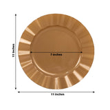 10 Pack Gold Plastic Party Plates With Ruffled Rim, Round Disposable Dinner Plates 11inch