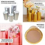 Set of 5 | Metallic Gold Cylinder Stretch Fit Pedestal Pillar Covers