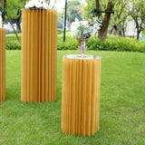 Gold Cylinder Display Column Stand, Pillar Pedestal Stand With Top Plate