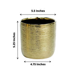 2 Pack | 5inch Gold Textured Round Ceramic Flower Plant Pots