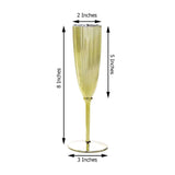 6 Pack | Metallic Gold 5oz Plastic Champagne Flutes Disposable Glasses For Champagne