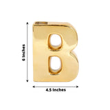 6inch Shiny Gold Plated Ceramic Letter "B" Sculpture Flower Vase, Bud Planter Pot Table Centerpiece