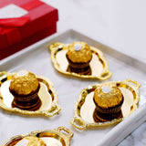 12 Pack | Gold Oval Baroque Mini Party Favor Candy Tray Treat Gift Display Serving Plate - 4.5Inch