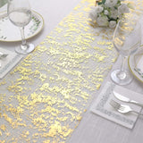 108inch Sparkly Metallic Gold Foil Thin Mesh Polyester Table Runner - 25GSM