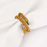 4 Pack Gold Rhinestone Swirl Napkin Rings, Sparkle Cloth Napkin Holders