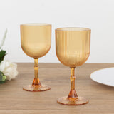 12 Pack Amber Gold Ribbed Reusable Plastic Wine Goblets