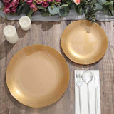 10 Pack | 10inch Gold Round Disposable Dinner Plates With Gold Rim