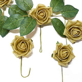 24 Roses | 2inch Gold Artificial Foam Flowers With Stem Wire and Leaves