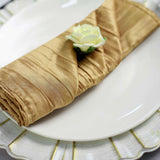 5 Pack | Gold Accordion Crinkle Taffeta Dinner Napkins | 20x20Inch