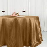 132Inch Gold Seamless Satin Round Tablecloth