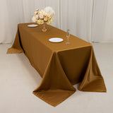 90x156inch Gold Seamless Lamour Satin Rectangle Tablecloth for 8 Foot Table