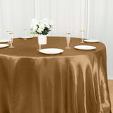 132Inch Gold Seamless Satin Round Tablecloth