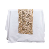 12x108inch Gold Wave Mesh Table Runner With Embroidered Sequins