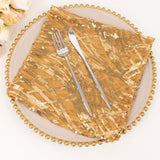 Gold Wave Embroidered Sequin Mesh Dinner Napkin, Reusable Decorative Napkin