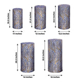 Set of 5 Royal Blue Wave Mesh Cylinder Pedestal Stand Covers with Embroidered Sequins, Premium