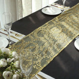 12x108inch Sparkly Gold Leaf Vine Sequin Tulle Table Runner