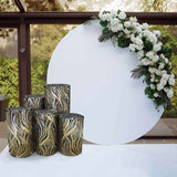 Set of 5 Black Wave Mesh Cylinder Pedestal Stand Covers with Embroidered Sequins, Premium Pillar