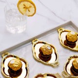 12 Pack | Gold Oval Baroque Mini Party Favor Candy Tray Treat Gift Display Serving Plate - 4.5Inch