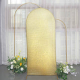 6ft Shimmer Tinsel Spandex Chiara Backdrop Stand Cover For Fitted Round Top Wedding Arch