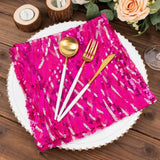 Fuchsia Silver Wave Embroidered Sequin Mesh Dinner Napkin, Reusable Decorative Napkin