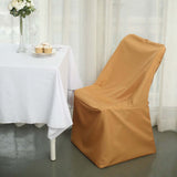 Gold Lifetime Polyester Reusable Folding Chair Cover, Durable Slip On Chair Cover